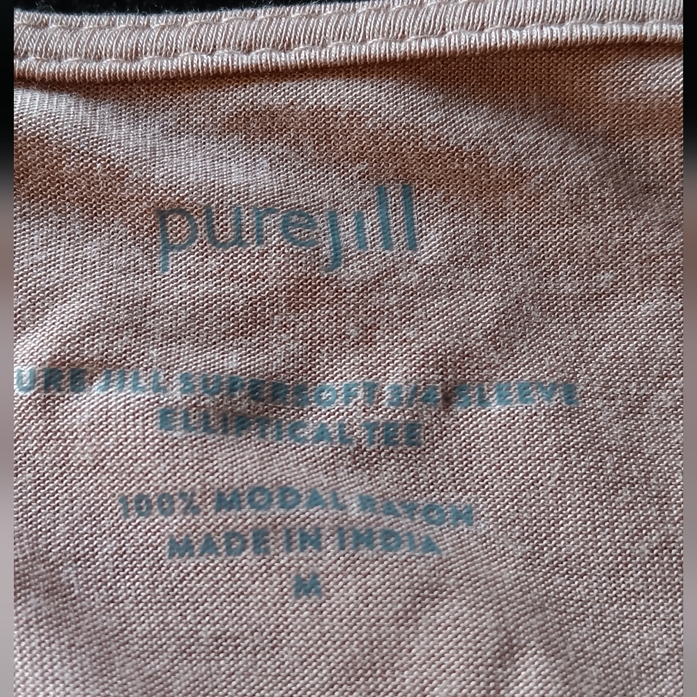 Pure Jill Women's 3/4 Sleeve Modal Rayon Blush Pink Elliptical T-shirt Size M - Picture 4 of 4